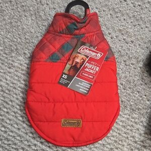Coleman Red and Plaid Pet Puffer Jacket